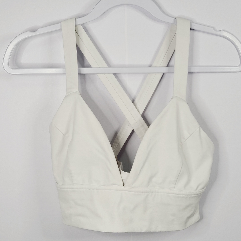 Lululemon white sports bra with cross over straps, Size 10